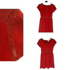 Pins and Needles Red Mini Dress with lace cutouts
